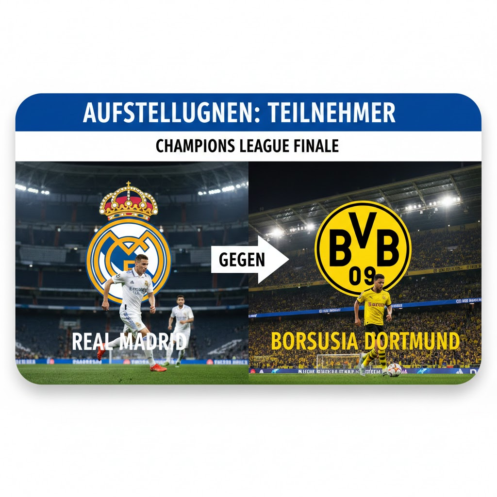 Aufstellungen: teilnehmer: real madrid gegen borussia dortmund – Vollständige Vorschau, Startelf, Taktik & Analyse