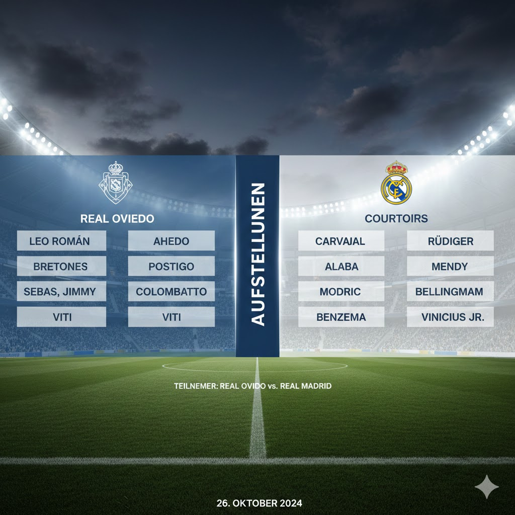 Aufstellungen: Teilnehmer: Real Oviedo gegen Real Madrid – Vollständige Analyse, Daten & Historie