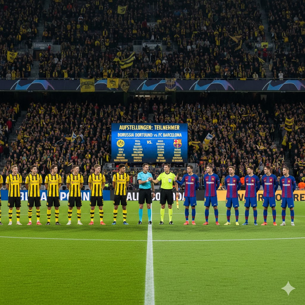 aufstellungen: teilnehmer: borussia dortmund gegen fc barcelona