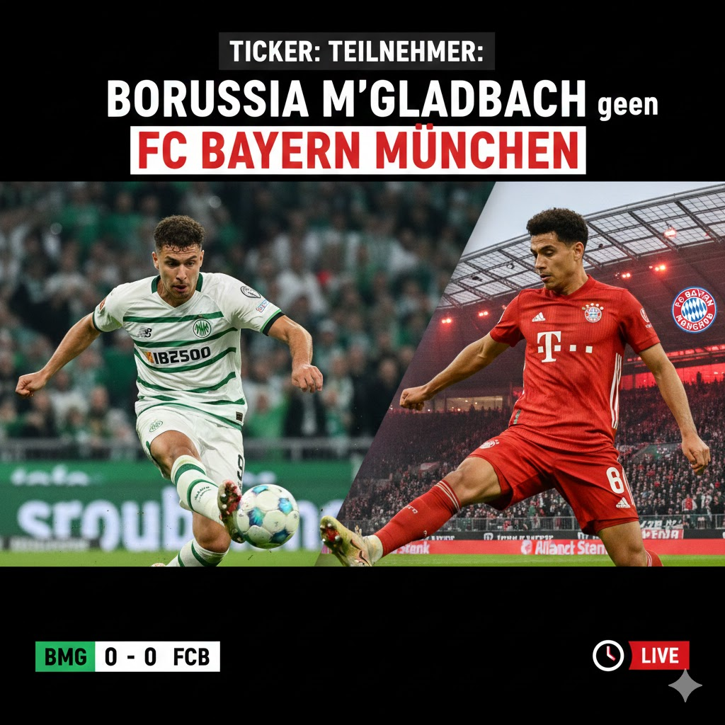 ticker: teilnehmer: borussia mönchengladbach gegen fc bayern münchen