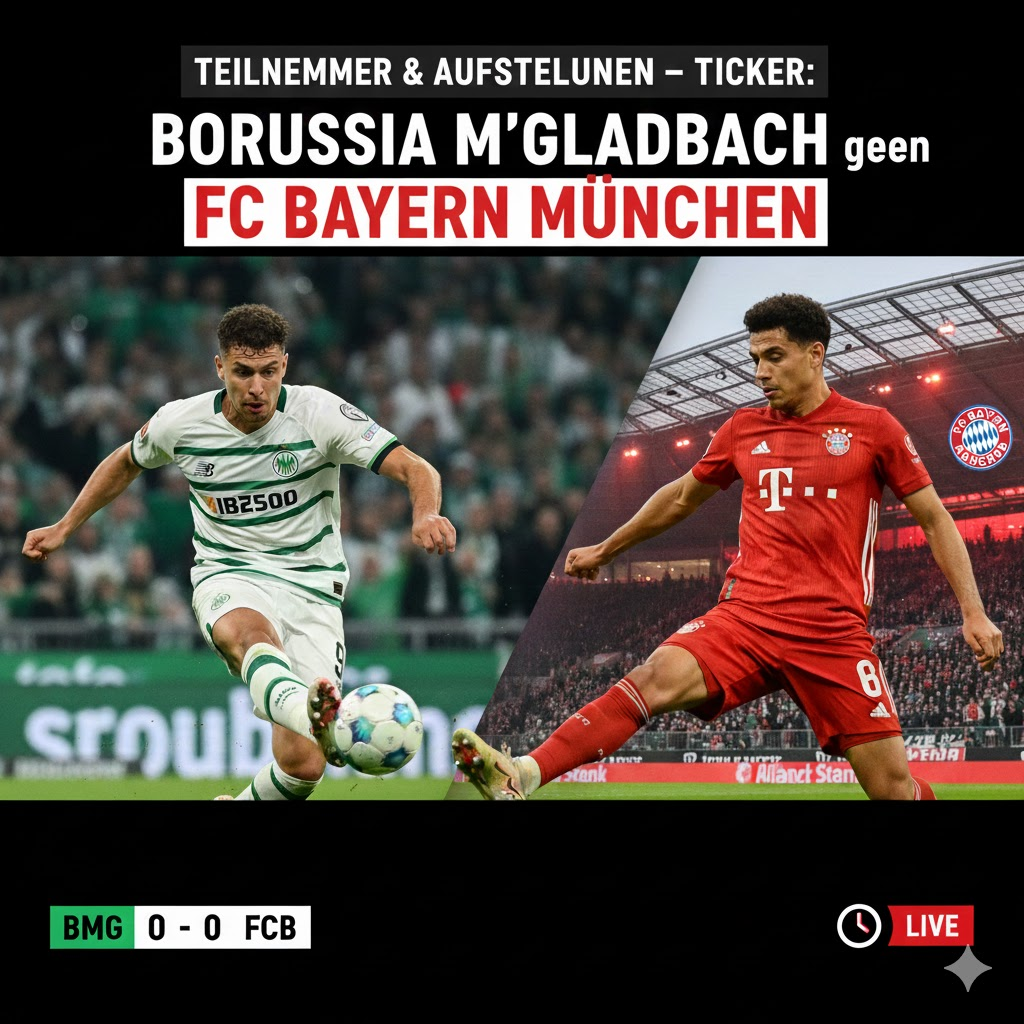 ticker: teilnehmer: borussia mönchengladbach gegen fc bayern münchen