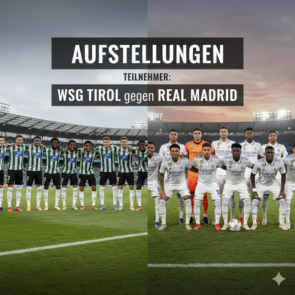 Aufstellungen: Teilnehmer: WSG Tirol gegen Real Madrid – Alle Details zum Spiel