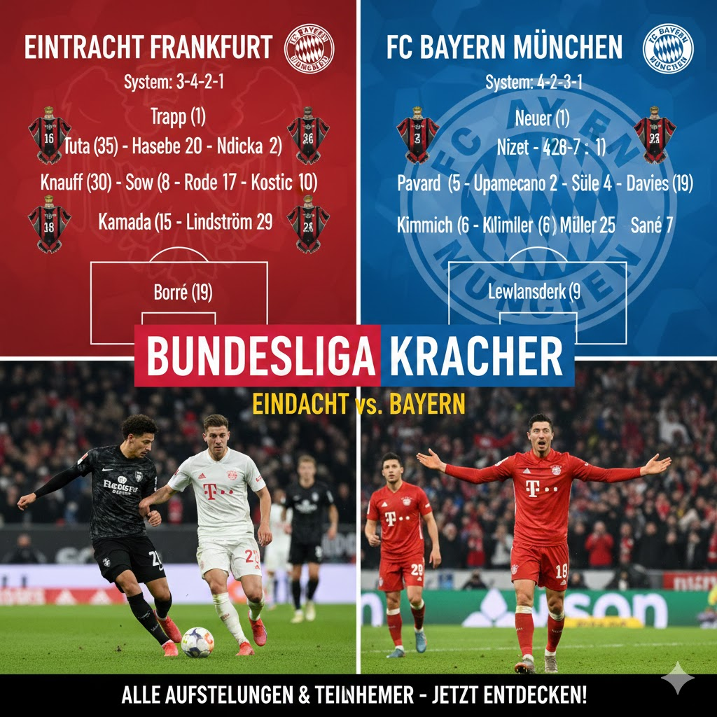 Aufstellungen: Teilnehmer: Eintracht Frankfurt gegen FC Bayern München – Analyse & Historie