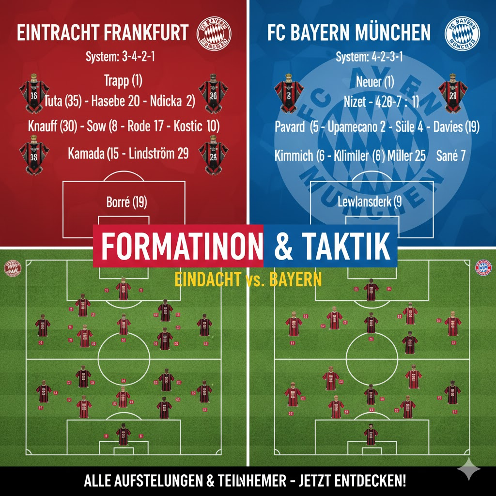 aufstellungen: teilnehmer: eintracht frankfurt gegen fc bayern münchen