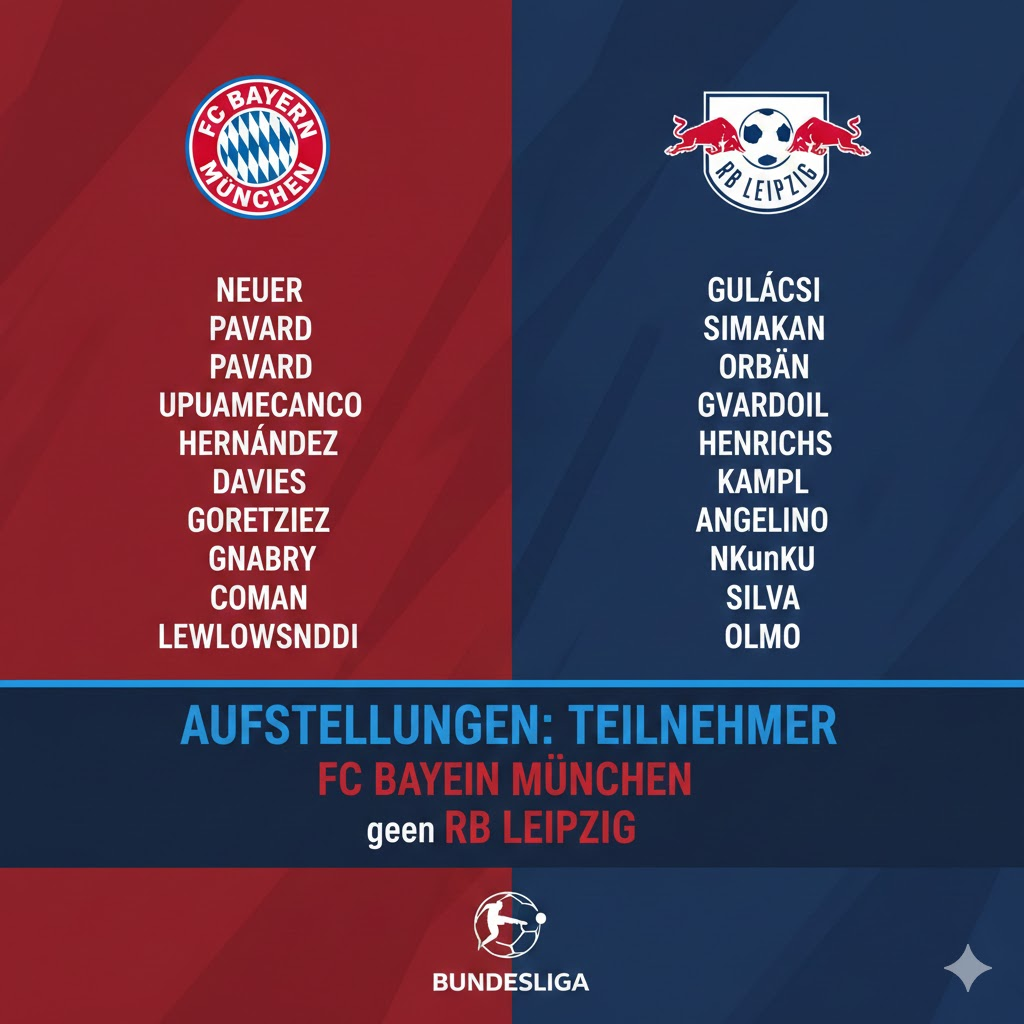 Aufstellungen: Teilnehmer: FC Bayern München gegen RB Leipzig – Analyse & Historie
