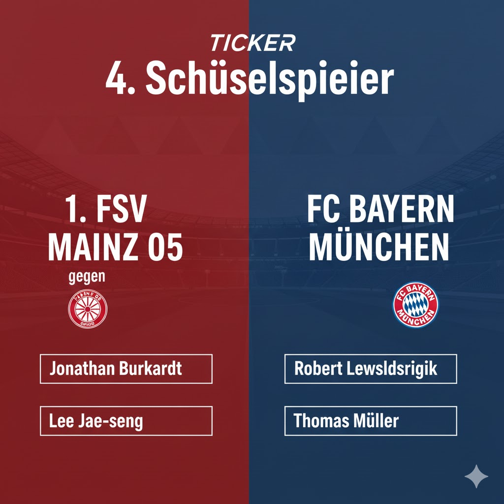 ticker: teilnehmer: 1. fsv mainz 05 gegen fc bayern münchen