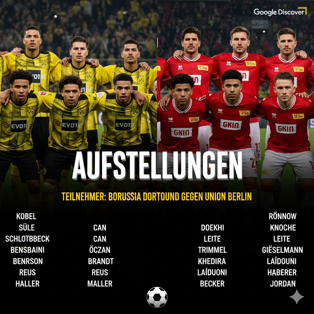 Aufstellungen: Teilnehmer: Borussia Dortmund gegen Union Berlin – Alle Infos zu Startelfen und Schlüsselspielern