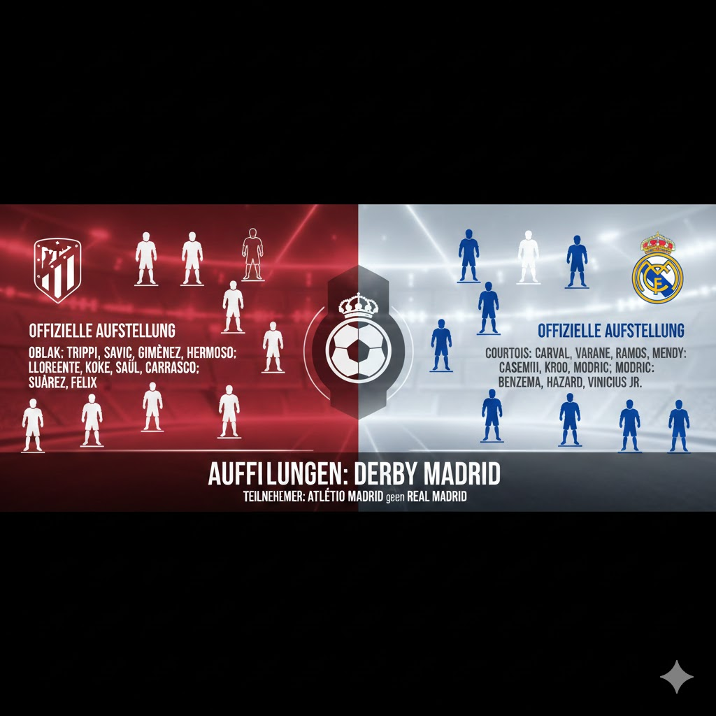 aufstellungen: teilnehmer: atlético madrid gegen real madrid