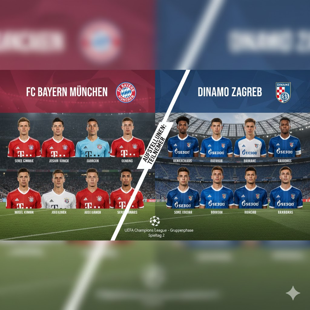 aufstellungen: teilnehmer: fc bayern münchen gegen dinamo zagreb
