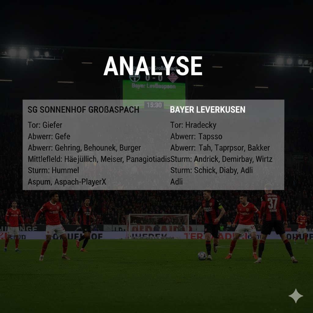 aufstellungen: teilnehmer: sonnenhof großaspach gegen bayer leverkusen
