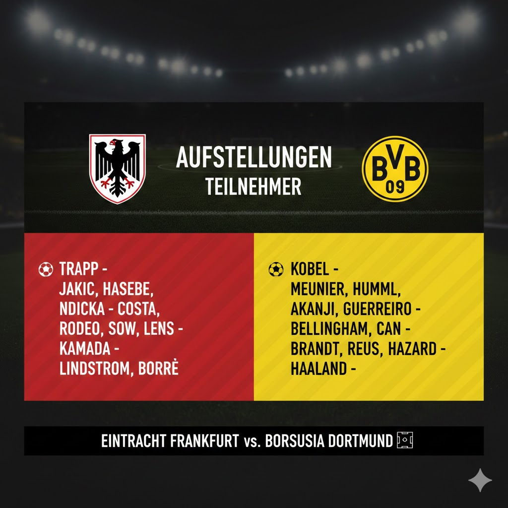 aufstellungen: teilnehmer: eintracht frankfurt gegen borussia dortmund