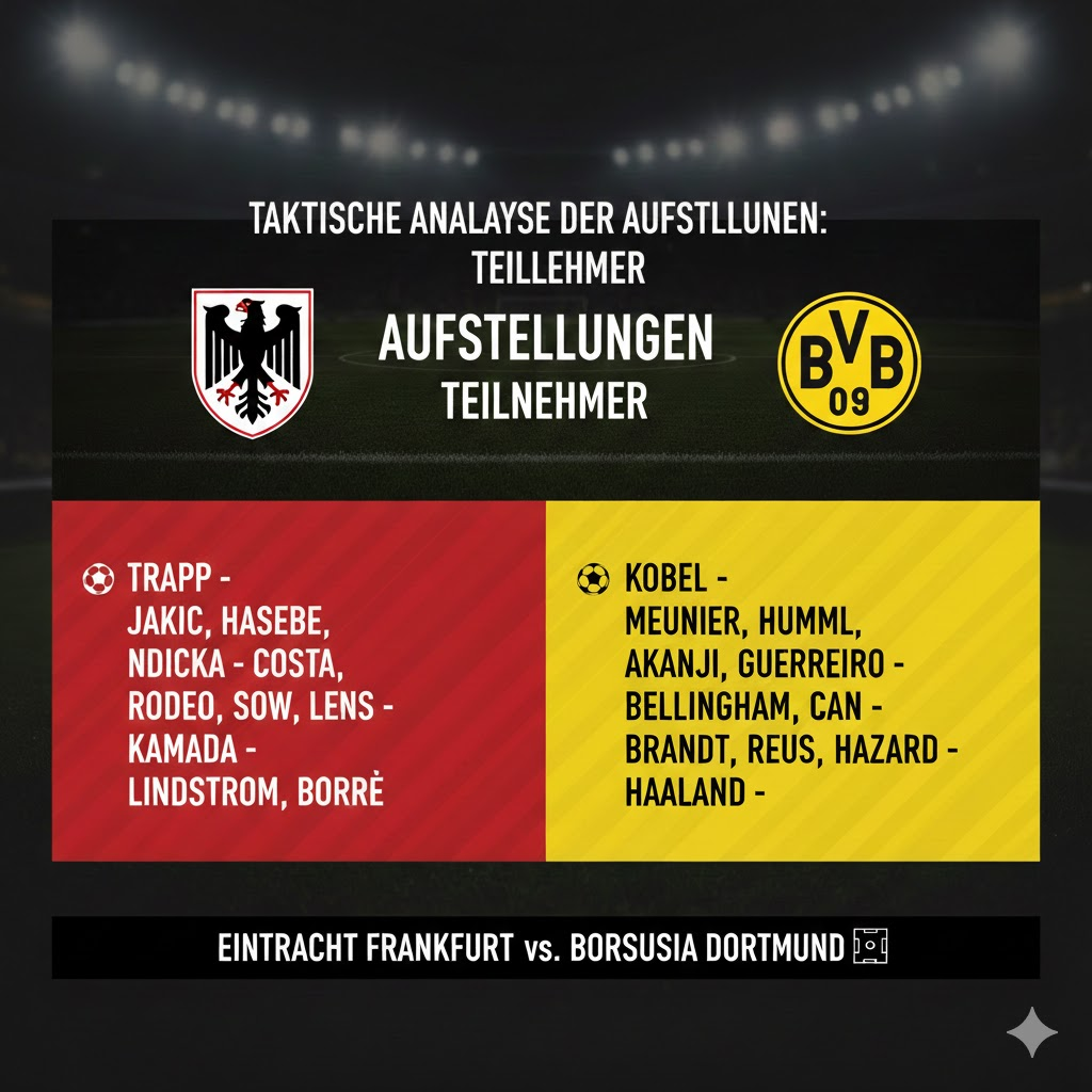 aufstellungen: teilnehmer: eintracht frankfurt gegen borussia dortmund