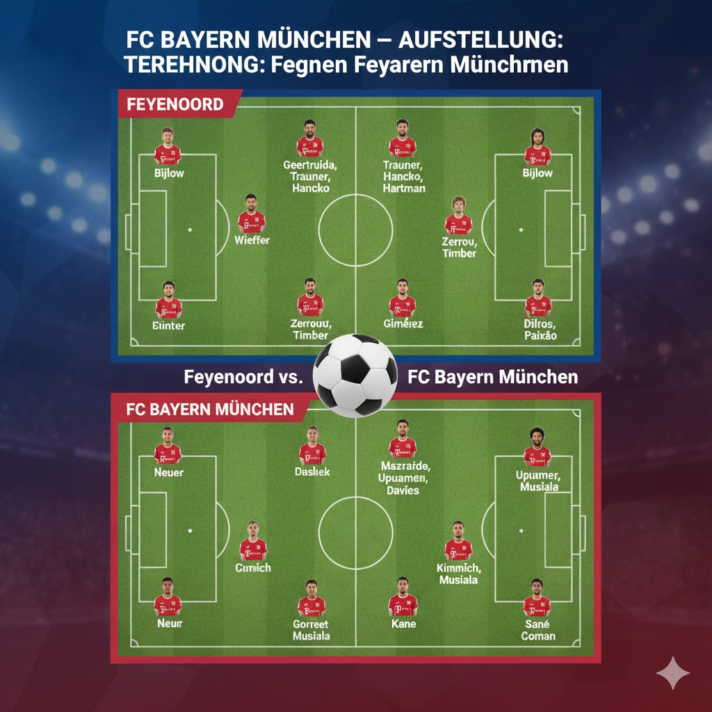 aufstellungen: teilnehmer: feyenoord gegen fc bayern münchen