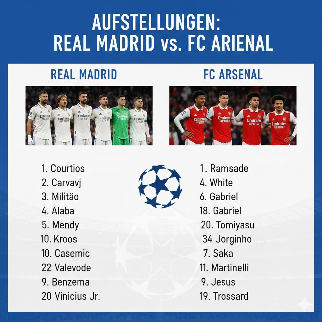 aufstellungen: teilnehmer: real madrid gegen fc arsenal