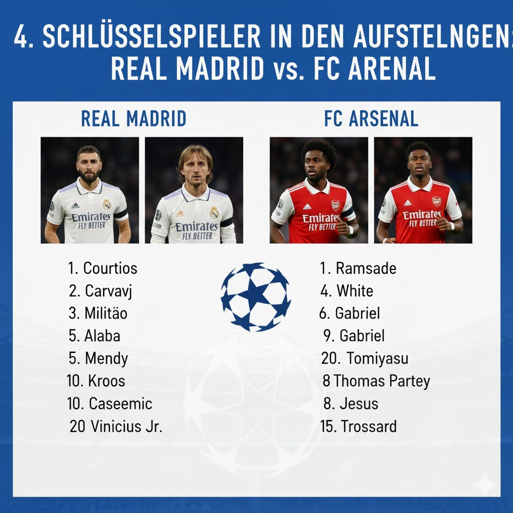 aufstellungen: teilnehmer: real madrid gegen fc arsenal