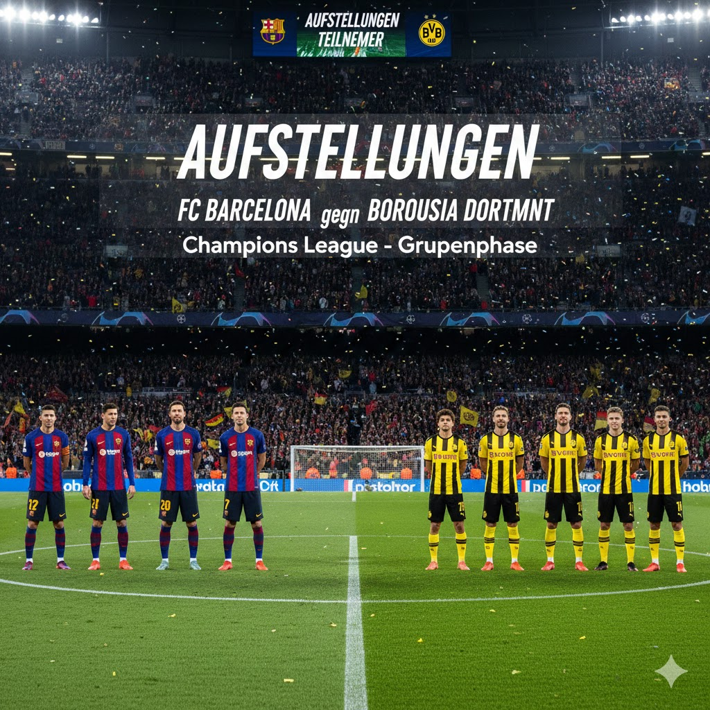 aufstellungen: teilnehmer: fc barcelona gegen borussia dortmund