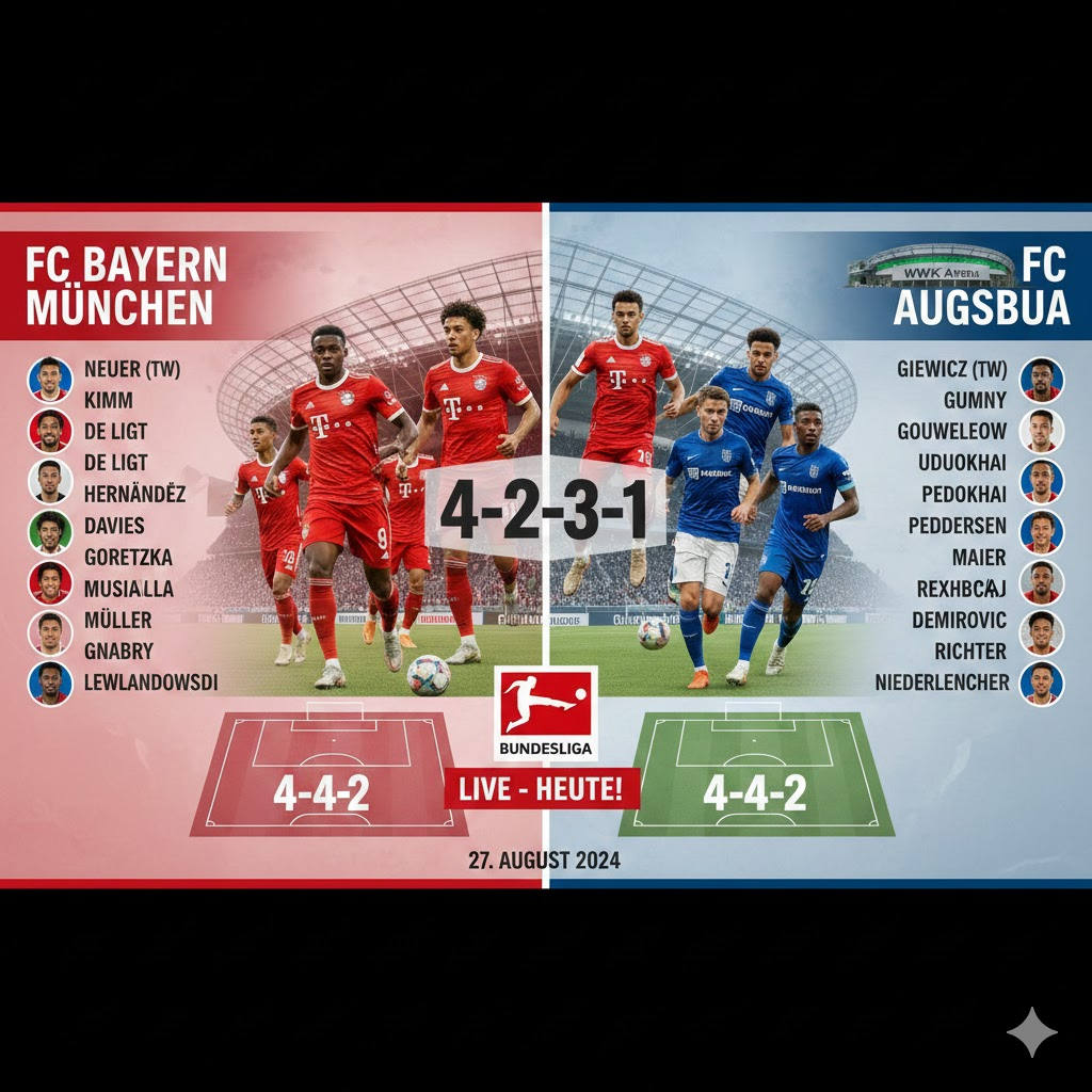 aufstellungen: teilnehmer: fc bayern münchen gegen fc augsburg