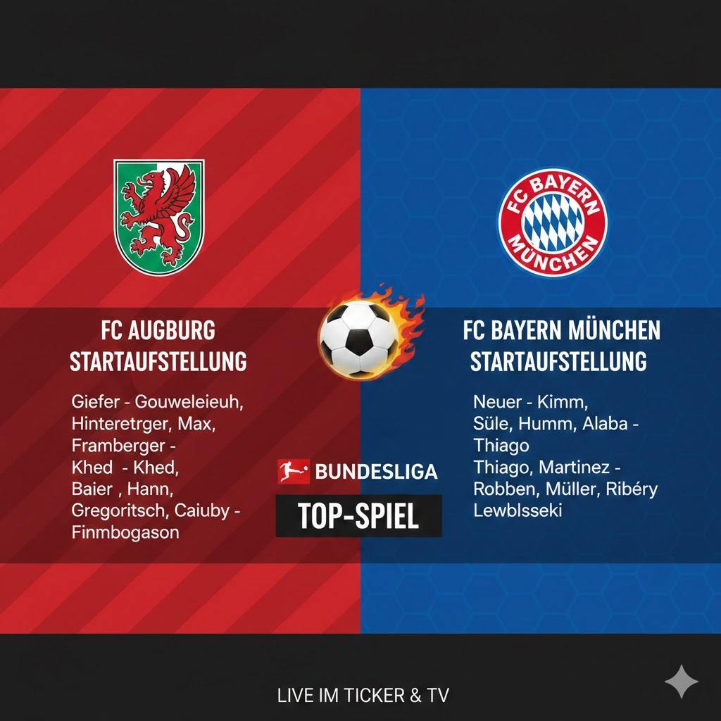 Aufstellungen: Teilnehmer: FC Augsburg gegen FC Bayern München – Analyse, Taktik und Schlüsselspieler