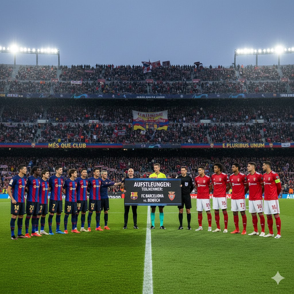 aufstellungen: teilnehmer: fc barcelona gegen benfica