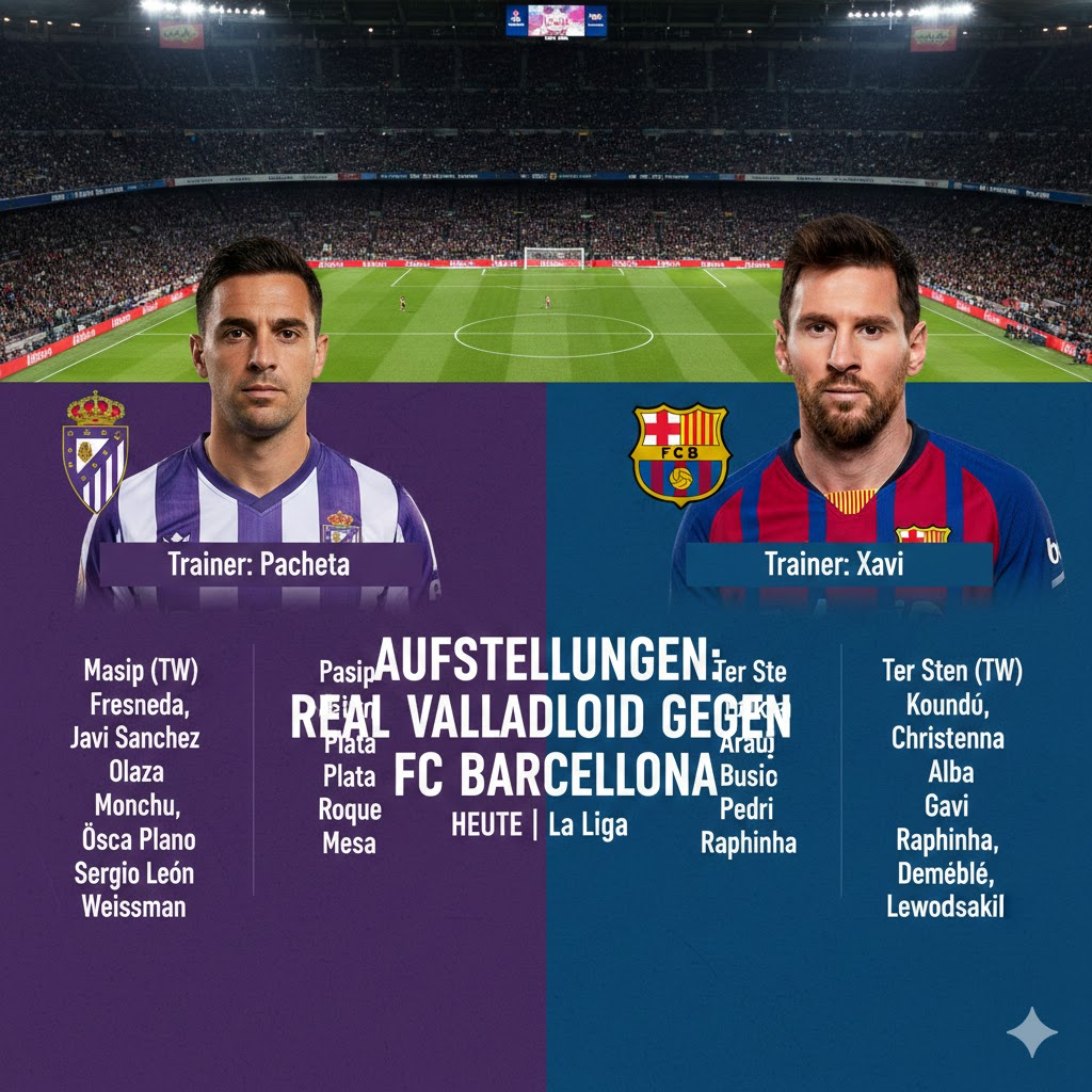 aufstellungen: teilnehmer: real valladolid gegen fc barcelona