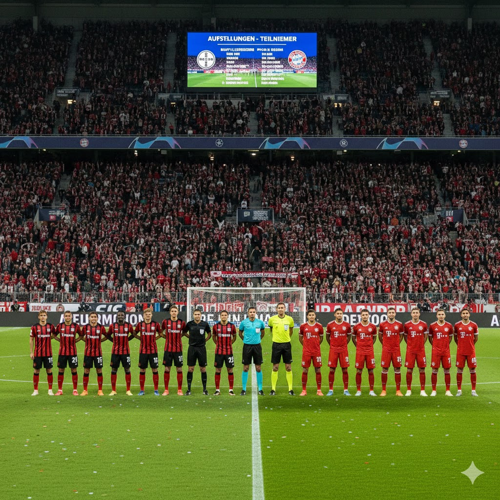 aufstellungen: teilnehmer: bayer leverkusen gegen fc bayern münchen