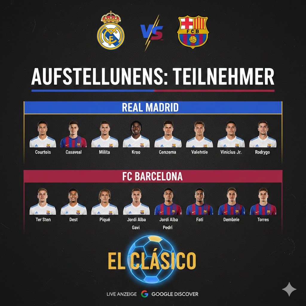 aufstellungen: teilnehmer: real madrid gegen fc barcelona