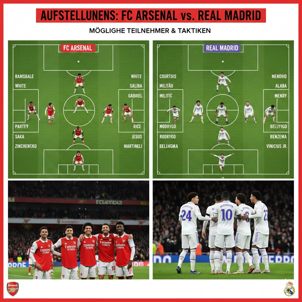 Aufstellungen: Teilnehmer: FC Arsenal gegen Real Madrid – Analyse, Spieler und Taktik