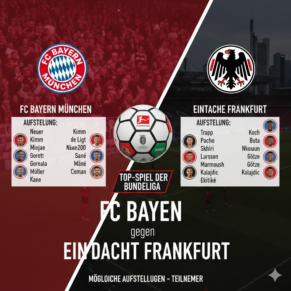 Aufstellungen: Teilnehmer: FC Bayern München gegen Eintracht Frankfurt – Analyse, Spieler & Taktik