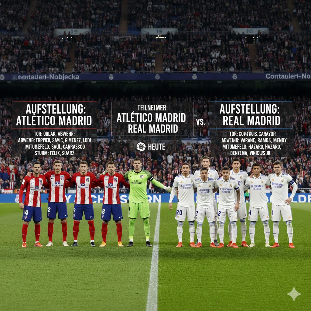 Aufstellungen: Teilnehmer: Atlético Madrid gegen Real Madrid – Alle Infos zu Aufstellungen, Spielern & Taktik