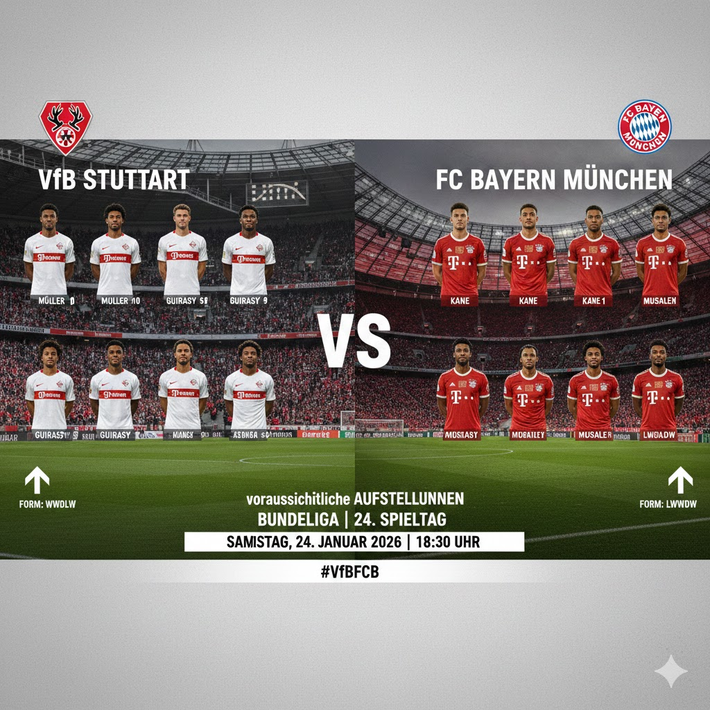 Aufstellungen: teilnehmer: vfb stuttgart gegen fc bayern münchen – Wer startet im Bundesliga-Kracher?